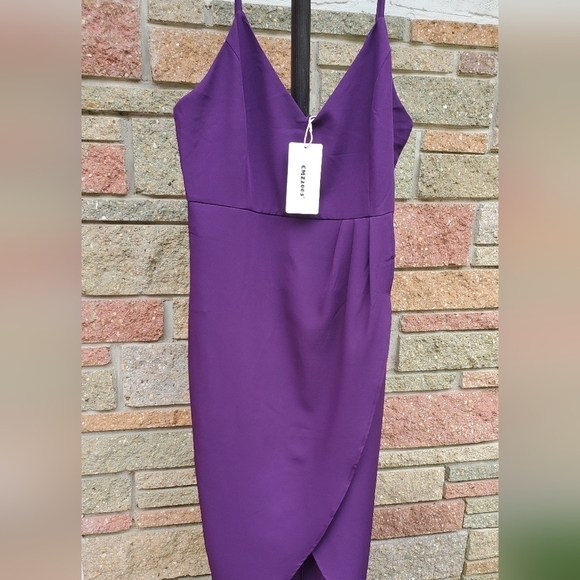 CMZ2005 midi cocktail Purple women's dress Size Xlarge - Picture 5 of 10